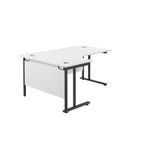 Jemini Radial Left Hand Double Upright Cantilever Desk 1600x1200x730mm White/Black KF820420