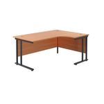 Jemini Radial Right Hand Double Upright Cantilever Desk 1600x1200x730mm Beech/Black KF820437
