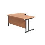 Jemini Radial Right Hand Double Upright Cantilever Desk 1600x1200x730mm Beech/Black KF820437
