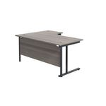 Jemini Radial Right Hand Double Upright Cantilever Desk 1600x1200x730mm Grey Oak/Black KF820451