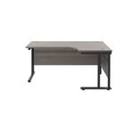 Jemini Radial Right Hand Double Upright Cantilever Desk 1600x1200x730mm Grey Oak/Black KF820451
