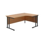 Jemini Radial Right Hand Double Upright Cantilever Desk 1600x1200x730mm Nova Oak/Black KF820475