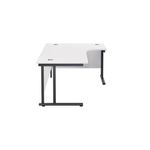 Jemini Radial Right Hand Double Upright Cantilever Desk 1600x1200x730mm White/Black KF820482