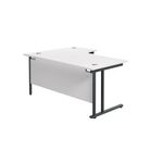 Jemini Radial Right Hand Double Upright Cantilever Desk 1600x1200x730mm White/Black KF820482