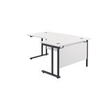 Jemini Radial Right Hand Double Upright Cantilever Desk 1600x1200x730mm White/Black KF820482