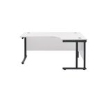 Jemini Radial Right Hand Double Upright Cantilever Desk 1600x1200x730mm White/Black KF820482