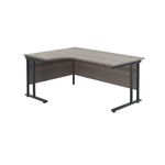 Jemini Radial Left Hand Double Upright Cantilever Desk 1800x1200x730mm Grey Oak/Black KF820512