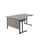 Jemini Radial Left Hand Double Upright Cantilever Desk 1800x1200x730mm Grey Oak/Black KF820512