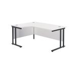 Jemini Radial Left Hand Double Upright Cantilever Desk 1800x1200x730mm White/Black KF820543