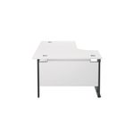 Jemini Radial Left Hand Double Upright Cantilever Desk 1800x1200x730mm White/Black KF820543