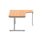 Polaris Right Hand Radial SU Cantilever Desk 1600x1200x730mm Norwegian Beech/Silver KF821390