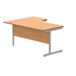 Polaris Right Hand Radial SU Cantilever Desk 1600x1200x730mm Norwegian Beech/Silver KF821390