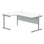 Polaris Left Hand Radial Single Upright Cantilever Desk 1600x1200x730mm Arctic White/Silver KF821460