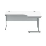 Polaris Right Hand Radial SU Cantilever Desk 1600x1200x730mm Arctic White/Silver KF821470
