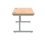 Polaris Rectangular Single Upright Cantilever Desk 1200x800x730mm Norwegian Beech/Silver KF821570