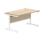Polaris Rectangular Single Upright Cantilever Desk 1400x800x730mm Canadian Oak/White KF821760