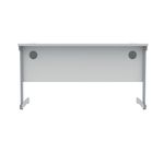 Polaris Rectangular Single Upright Cantilever Desk 1400x600x730mm Arctic White/Silver KF821790