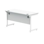 Polaris Rectangular Single Upright Cantilever Desk 1400x600x730mm Arctic White/Arctic White KF821850