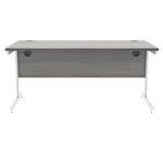 Polaris Rectangular Single Upright Cantilever Desk 1600x800x730mm Alaskan Grey Oak/White KF822010