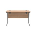 Polaris Rectangular Double Upright Cantilever Desk 1200x600x730mm Norwegian Beech/Silver KF822020