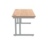 Polaris Rectangular Double Upright Cantilever Desk 1400x800x730mm Norwegian Beech/Silver KF822060