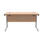 Polaris Rectangular Double Upright Cantilever Desk 1400x800x730mm Norwegian Beech/Silver KF822060