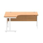 Polaris Left Hand Radial DU Cantilever Desk 1600x1200x730mm Norwegian Beech/White KF822160