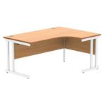 Polaris Right Hand Radial DU Cantilever Desk 1600x1200x730mm Norwegian Beech/White KF822170