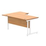 Polaris Right Hand Radial DU Cantilever Desk 1600x1200x730mm Norwegian Beech/White KF822170