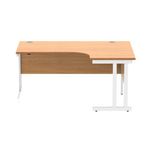 Polaris Right Hand Radial DU Cantilever Desk 1600x1200x730mm Norwegian Beech/White KF822170