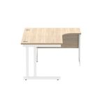 Polaris Right Hand Radial Double Upright Cantilever Desk 1600x1200x730mm Canadian Oak/White KF822330