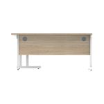 Polaris Right Hand Radial Double Upright Cantilever Desk 1600x1200x730mm Canadian Oak/White KF822330