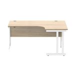 Polaris Right Hand Radial Double Upright Cantilever Desk 1600x1200x730mm Canadian Oak/White KF822330