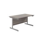 Jemini Single Upright Rectangular Desk 1200x800x730mm Grey Oak/Silver KF822631