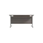 Jemini Single Upright Rectangular Desk 1200x800x730mm Grey Oak/Silver KF822631