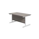 Jemini Single Upright Rectangular Desk 1400x800x730mm Grey Oak/White KF822661