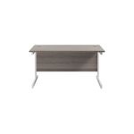 Jemini Single Upright Rectangular Desk 1400x800x730mm Grey Oak/White KF822661