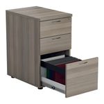 Jemini Radial Right Hand Desk 1600x800-1200x730mm Grey Oak/Silver 600mm Desk High Pedestal KF822681