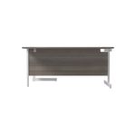 Jemini Radial Right Hand Single Upright Desk 1600x800-1200x730mm Grey Oak/White KF822722