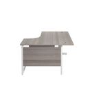 Jemini Radial Right Hand Single Upright Desk 1600x800-1200x730mm Grey Oak/White KF822722
