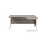 Jemini Radial Right Hand Single Upright Desk 1600x800-1200x730mm Grey Oak/White KF822722