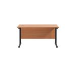Jemini Rectangular Double Upright Cantilever Desk 1200x600x730mm Beech/Black KF822936