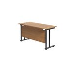 Jemini Rectangular Double Upright Cantilever Desk 1200x600x730mm Nova Oak/Black KF822981