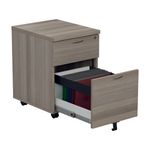 Jemini Single Upright Rectangular Desk 1600x800mm Grey Oak/Silver with 2 Drawer Pedestal KF823254