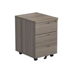 Jemini Single Upright Rectangular Desk 1600x800mm Grey Oak/Silver with 3 Drawer Pedestal KF823261