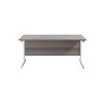 Jemini Single Upright Rectangular Desk 1600x800x730mm Grey Oak/White KF823278