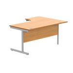 Astin Radial Left Hand SU Cantilever Desk 1600x1200x730mm Norwegian Beech/Silver KF824084
