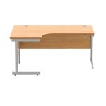 Astin Radial Left Hand SU Cantilever Desk 1600x1200x730mm Norwegian Beech/Silver KF824084