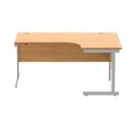 Astin Radial Right Hand SU Cantilever Desk 1600x1200x730mm Norwegian Beech/Silver KF824091