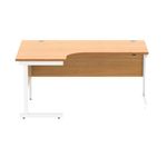 Astin Radial Left Hand SU Cantilever Desk 1600x1200x730mm Norwegian Beech/Arctic White KF824107